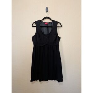 ELLE Black Vest Overlay Midi Dress Womens Large Sleeveless Dark Academia